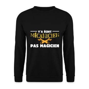 Y'a Ecrit Mechanic Not Magician Mechanic Humor - Unisex Sweatshirt - black - Front - Alina (178cm) & Michal (187cm)