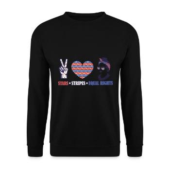 Rayures étoilées et égalité - Sweat-shirt Unisexe - noir - Devant - Alina (178cm) & Michal (187cm)