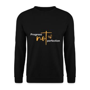 Progress instead of perfection Self-love - Unisex Sweatshirt - black - Front - Alina (178cm) & Michal (187cm)