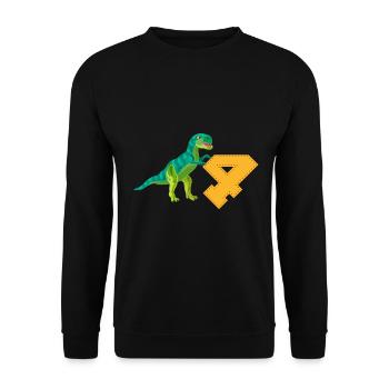 4th Birthday Boys Kids Tyrannosaurus Rex Dino - Unisex Sweatshirt - black - Front - Alina (178cm) & Michal (187cm)