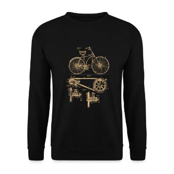 Retro Vintage Fahrrad Patent Zeichnung Geschenk - Unisex Pullover - Schwarz - Vorne - Alina (178cm) & Michal (187cm)