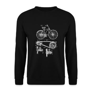 Retro Vintage Fahrrad Patent Zeichnung Geschenk - Unisex Pullover - Schwarz - Vorne - Alina (178cm) & Michal (187cm)