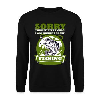 Pêche pêcheur cadeau canne à pêche poisson drôle - Sweat-shirt Unisexe - noir - Devant - Alina (178cm) & Michal (187cm)