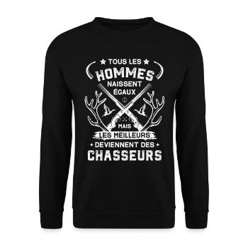 Les meilleurs hommes deviennent des chasseurs - Sweat-shirt Unisexe - noir - Devant - Alina (178cm) & Michal (187cm)