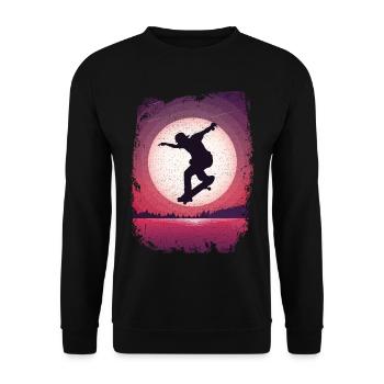 SK8R | Moon | Skateboard fahren | Skaten - Unisex Pullover - Schwarz - Vorne - Alina (178cm) & Michal (187cm)