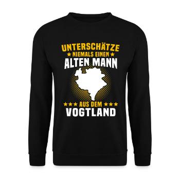 Vogtland Sachsen Vogtländer Mann unterschätze - Unisex Pullover - Schwarz - Vorne - Alina (178cm) & Michal (187cm)