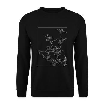 Floral Design Cerisier Outline Blanc - Sweat-shirt Unisexe - noir - Devant - Alina (178cm) & Michal (187cm)
