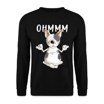 Yoga Bullterrier I Bull Terrier Hund I Meditation - Unisex Pullover - Schwarz - Vorne - Alina (178cm) & Michal (187cm)