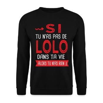 Lolo dans ta vie Humour Laurent Laurence - Sweat-shirt Unisexe - noir - Devant - Alina (178cm) & Michal (187cm)