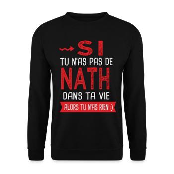 Nath dans ta vie Humour Nathalie Nathan - Sweat-shirt Unisexe - noir - Devant - Alina (178cm) & Michal (187cm)