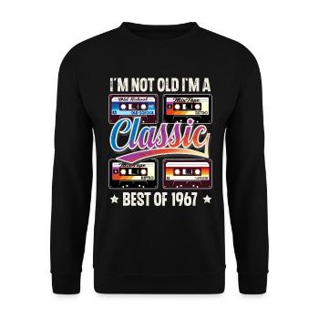 1967 Year of birth Birthday Cassette Vintage - Unisex Sweatshirt - black - Front - Alina (178cm) & Michal (187cm)
