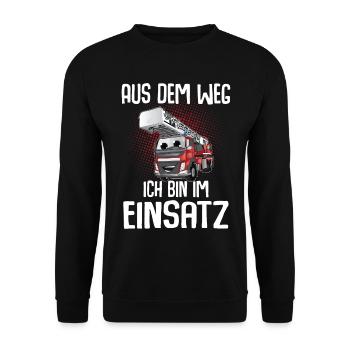 Feuerwehr Aus Dem Weg Ich Bin Im Einsatz - Unisex Pullover - Schwarz - Vorne - Alina (178cm) & Michal (187cm)