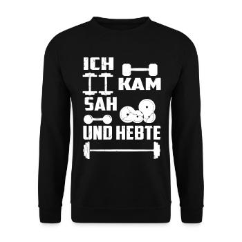 Ich kam sah und Hebte - Unisex Pullover - Schwarz - Vorne - Alina (178cm) & Michal (187cm)