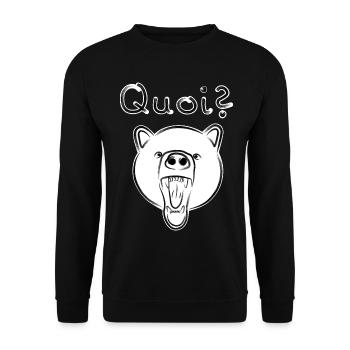 Ours Grizzli avec QUOI? - brillant - Sweat-shirt Unisexe - noir - Devant - Alina (178cm) & Michal (187cm)