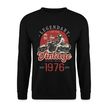 1976 anniversaire moto motard vintage ans - Sweat-shirt Unisexe - noir - Devant - Alina (178cm) & Michal (187cm)