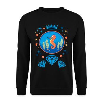 Insigne d’hippocampe Diamond - Sweat-shirt Unisexe - noir - Devant - Alina (178cm) & Michal (187cm)