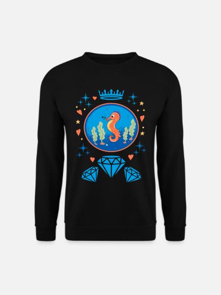 Diamanten Seepferd Abzeichen - Unisex Pullover - Schwarz