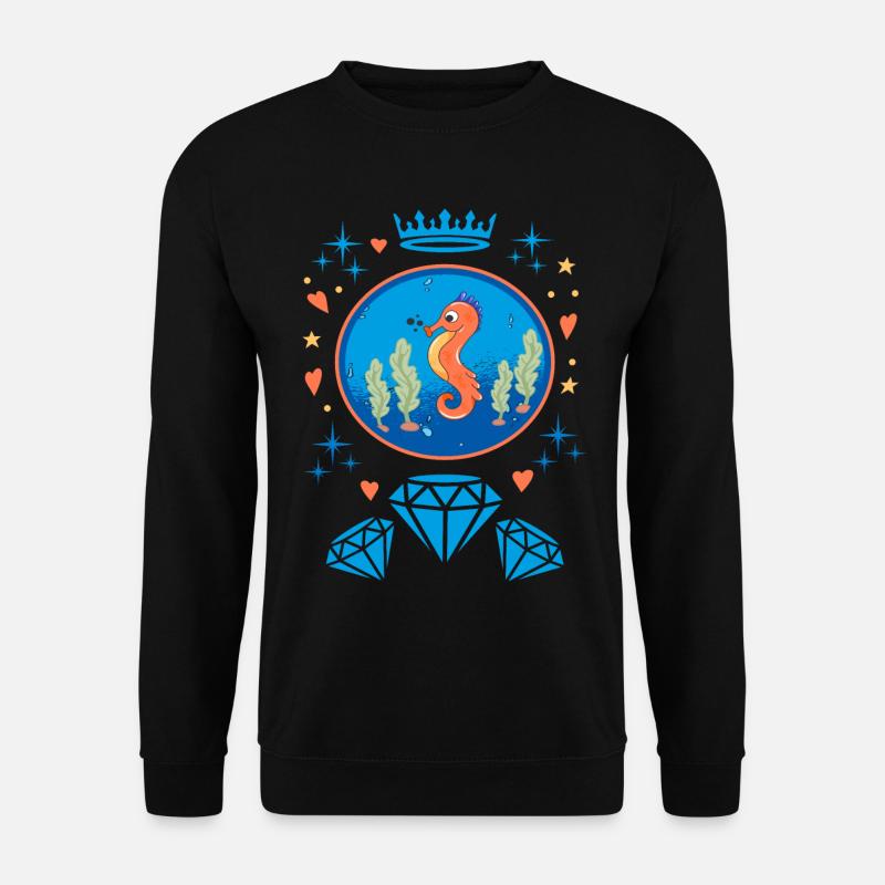 Diamanten Seepferd Abzeichen - Unisex Pullover - Schwarz