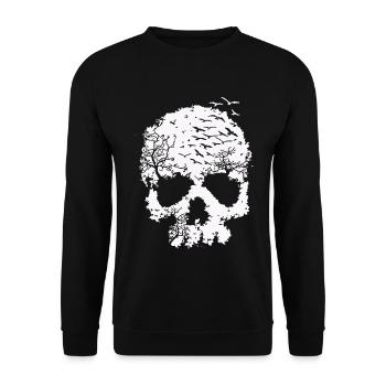 Tree of Life Skull Illustration - Unisex Sweatshirt - black - Front - Alina (178cm) & Michal (187cm)