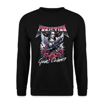Passionate Believer Guns Christian - Unisex Sweatshirt - black - Front - Alina (178cm) & Michal (187cm)