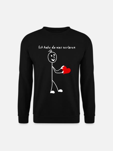 Strichmännchen Ich habe da was verloren rotes Herz - Unisex Pullover - Schwarz