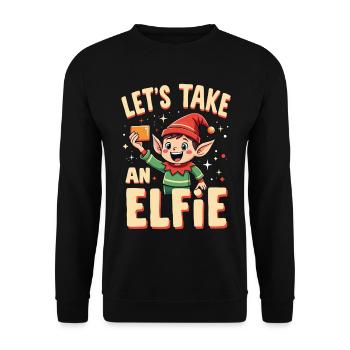 Nehmen wir einen Elfie - Unisex Pullover - Schwarz - Vorne - Alina (178cm) & Michal (187cm)