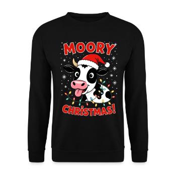Kuh Weihnachtsshirt Weihnachten Landwirt Bauernhof - Unisex Pullover - Schwarz - Vorne - Alina (178cm) & Michal (187cm)