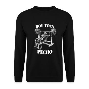 Hoy Toca Pecho Skelett Bankdrücken Fitness - Unisex Pullover - Schwarz - Vorne - Alina (178cm) & Michal (187cm)
