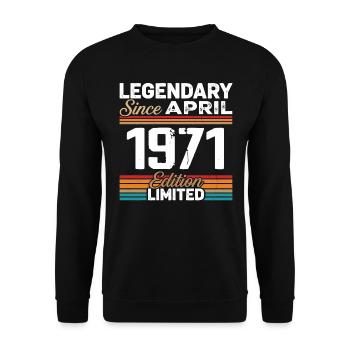Cadeau Anniversaire Avril 1971 Rétro Avril 1971 - Sweat-shirt Unisexe - noir - Devant - Alina (178cm) & Michal (187cm)