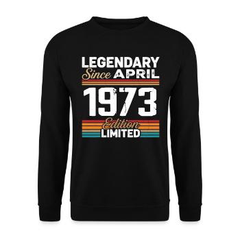 Cadeau Anniversaire Avril 1973 Rétro Avril 1973 - Sweat-shirt Unisexe - noir - Devant - Alina (178cm) & Michal (187cm)