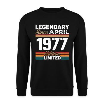 Cadeau Anniversaire Avril 1977 Rétro Avril 1977 - Sweat-shirt Unisexe - noir - Devant - Alina (178cm) & Michal (187cm)