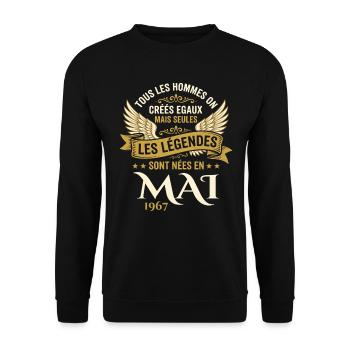 Anniversaire Mai 1967 - Sweat-shirt Unisexe - noir - Devant - Alina (178cm) & Michal (187cm)