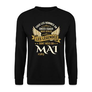 Anniversaire Mai 1985 - Sweat-shirt Unisexe - noir - Devant - Alina (178cm) & Michal (187cm)