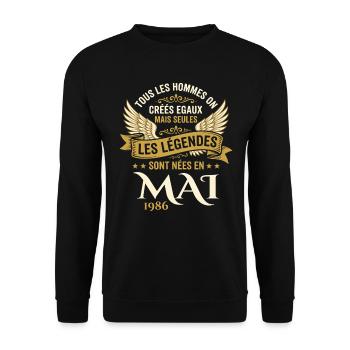 Anniversaire Mai 1986 - Sweat-shirt Unisexe - noir - Devant - Alina (178cm) & Michal (187cm)