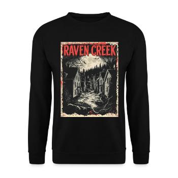 Welcome to Raven Creek – Horror Town - Unisex Sweatshirt - black - Front - Alina (178cm) & Michal (187cm)