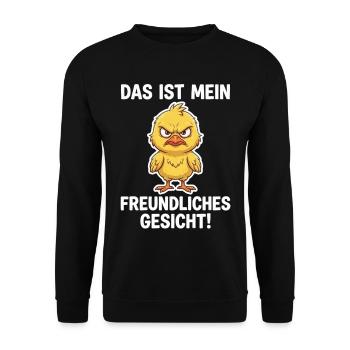Wütendes Küken – Mein freundliches Gesicht - Unisex Pullover - Schwarz - Vorne - Alina (178cm) & Michal (187cm)