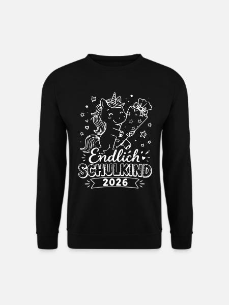 Endlich Schulkind 2026 Einhorn - Unisex Pullover - Schwarz