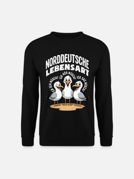 Moin Moin Norden - Maritimes Norddeutsch Design - Unisex Pullover - Schwarz