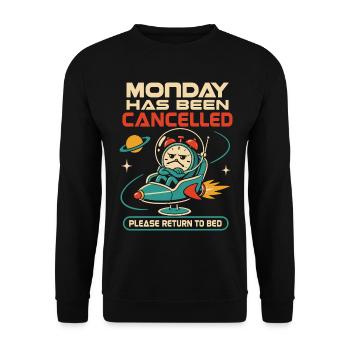 Monday was cancelled – Back to bed - Unisex Sweatshirt - black - Front - Alina (178cm) & Michal (187cm)