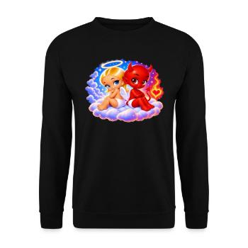 Angel & Devil – Sweet and Mischievous - Unisex Sweatshirt - black - Front - Alina (178cm) & Michal (187cm)