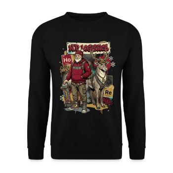 Cooler Santa Rentier Skater Streetwear Weihnachten - Unisex Pullover - Schwarz - Vorne - Alina (178cm) & Michal (187cm)