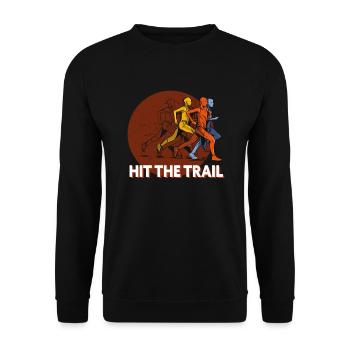 Trail Running & Berglauf, Hit the Trail - Unisex Pullover - Schwarz - Vorne - Alina (178cm) & Michal (187cm)