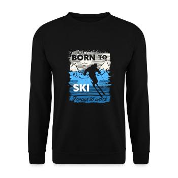 Vintage Born To Ski, obligé de travailler - Sweat-shirt Unisexe - noir - Devant - Alina (178cm) & Michal (187cm)