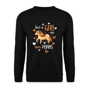Une fille qui aime les poneys, cadeau enfant du village - Sweat-shirt Unisexe - noir - Devant - Alina (178cm) & Michal (187cm)