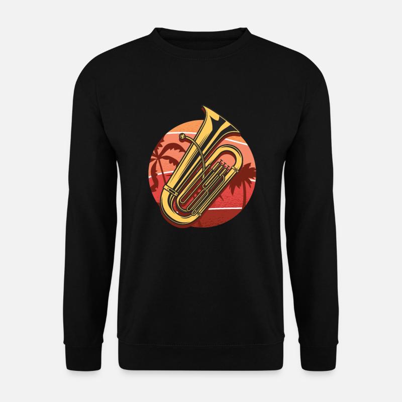 Tuba Geschenk, Sonnige Tuba am Strand, Orchester - Unisex Pullover - Schwarz