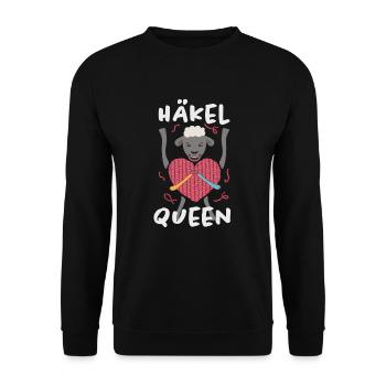 Lustiges Häkelqueen Geschenk - Unisex Pullover - Schwarz - Vorne - Alina (178cm) & Michal (187cm)