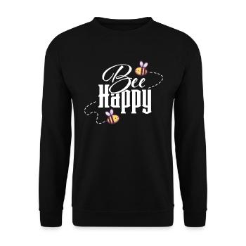 Bee Happy Happy Bees Beekeeper Honey Pun - Unisex Sweatshirt - black - Front - Alina (178cm) & Michal (187cm)
