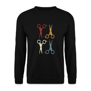 Friseur & Friseurin, Grunge Schere Design - Unisex Pullover - Schwarz - Vorne - Alina (178cm) & Michal (187cm)