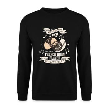 Ich hasse es sexy zu sein, ich spiele Waldhorn - Unisex Pullover - Schwarz - Vorne - Alina (178cm) & Michal (187cm)
