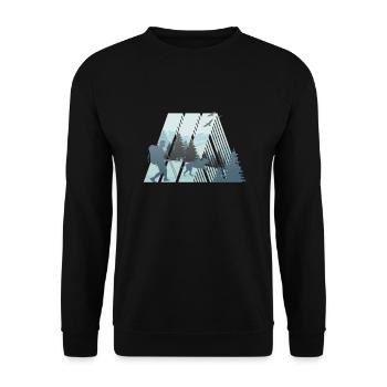 Retro dog trekking, dog walking in nature - Unisex Sweatshirt - black - Front - Alina (178cm) & Michal (187cm)